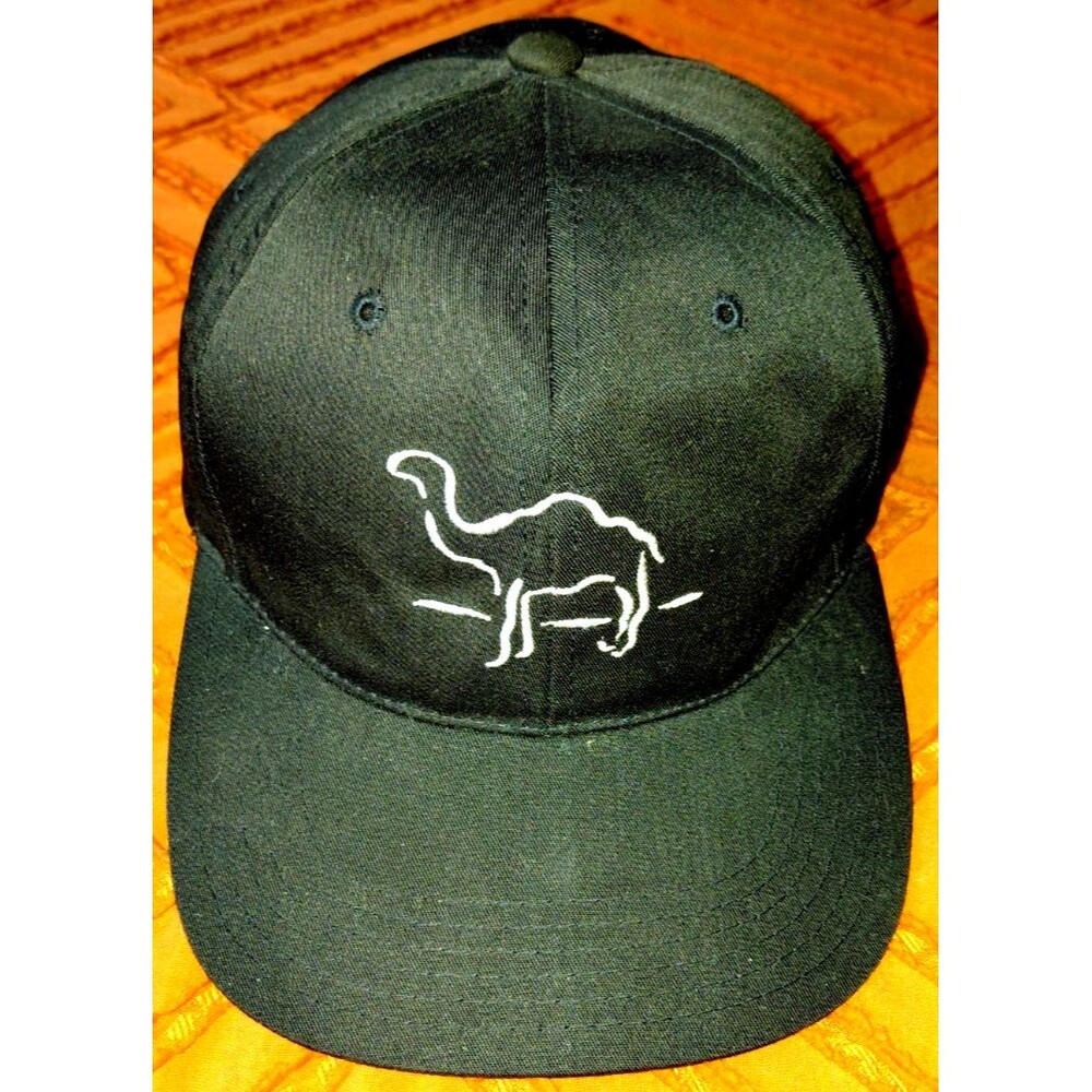 VINTAGE Camel Hat Cap Snap Back Black Joe Camel Cigarette Baseball